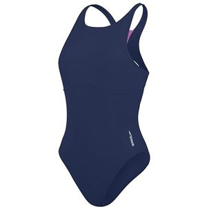 Speedo Effen badpak met hoge hals voor dames, 1-delig badpak | Fitness | Zacht gevoel | Premium badmode, blauw (Cerulean Blue), XL