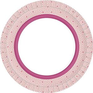 Duni 191825 - kartonnen borden Rice Pink, diameter 22 cm, 10 stuks, gecoat, wegwerpborden, papieren borden, feestservies, verjaardag, tuinfeest, serveerborden