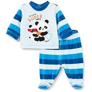 Chicco Tweedelige set met bandafdekkingen en beenkappen pajama set, lichtblauw, 44 uniseks baby