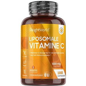 Liposomale Vitamine C capsules - 1000mg - 180 vegan capsules voor 3 maanden - Voor het immuunsysteem en energie - Geproduceerd in Europa