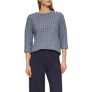 s.Oliver - T-shirt - Blauw - Bouclé - Met Decoratieve Knopen
