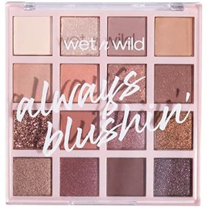 Wet n Wild Always Blushin' Oogschaduw Palet, Mengbare Neutrale Oogschaduw Kleuren met Matte, Sprankelende, Glitter Afwerkingen, Naakt Oogschaduw Palet met 16 Ultra-Geconcentreerde Kleuren