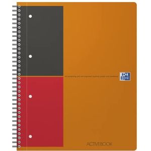 OXFORD 100102994 Activebook International A4+ gelinieerd met verplaatsbare register en documententas oranje spiraalblok collegeblok - slimme organisatie voor managers en geleiders