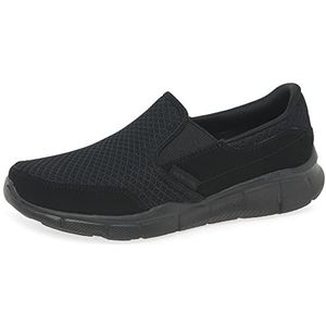 Skechers Equalizer-Persistent Slip On Sneakers voor jongens, Zwarte Trubuck Mesh Zwarte Trim, 9.5 UK Child