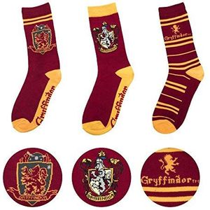 Cinereplicas EV-24300 Harry Potter uniseks sokken met Hogwars-embleem, verpakking van 3,Standard,Gryffindor