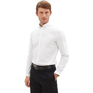 TOM TAILOR Heren slim fit business overhemd van katoen met stretch, 20000-wit, XXL