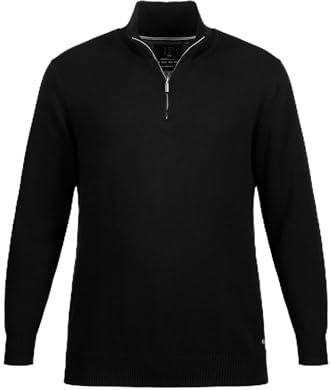 JP 1880 - Trui - Zwart - Stof met Ritskraag