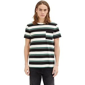 Tom Tailor Denim T-shirt met strepen en borstzak Uomini 1033931,30835 - Black Multi Thin Bold Stripe,L