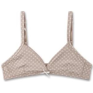 Sanetta Meisjesbeha beige | Comfortabele en aangename beha zonder beugel voor meisjes van modal mix. Ondergoed met verstelbare bandjes en sterretjes-allover | meisjesbeha, beige, 140 cm