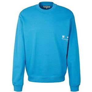 TOM TAILOR Denim Uomini Sweatshirt met print 1034099, 30095 - Sublime Teal Blue, S