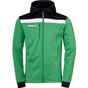 uhlsport Offense 23 Multi Hood Jacket met capuchon voor heren, groen/zwart/wit, 140