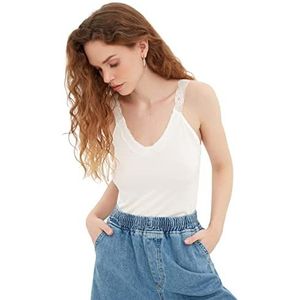 Trendyol Vrouwen Getailleerde Standaard V-hals Geweven Blouse, Kleur: wit, L