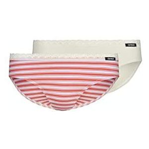 Skiny CottonLace Multipack slip, oranje strepen selectie, regular (verpakking van 2 stuks), Orangefire Stripes Selectie, 140 cm
