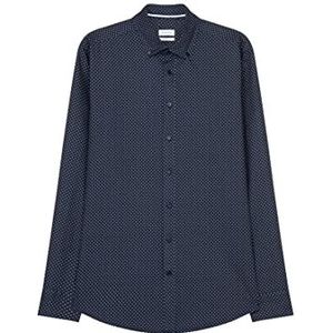 Seidensticker Heren regular fit lange mouwen keperstof overhemd, donkerblauw, S/4XL
