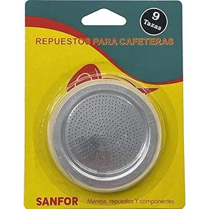 Sanfor Rubberen afdichtingen + filter voor Italiaanse koffiezetapparaten, 9 kopjes, rubber wit, aluminium, 82 x 65 x 8 mm