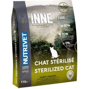 NUTRIVET - Binnenkat - graanvrij voer - gesteriliseerde of overgewicht kat - kip - 80% ingrediënten van dierlijke oorsprong - 6 kg