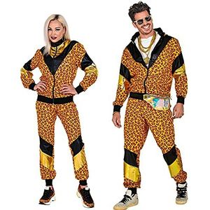 Widmann 11693 - kostuum jaren 80 trainingspak luipaard, jas en broek, aangenaam draagcomfort, dierenprint, party dier, joggingpak, retro stijl, badknop party, carnaval