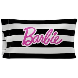Franco Collectibles Barbie Barbicore Zwart-wit Gestripte Schoonheid Zijdeachtig Satijn Standaard Kussensloop Cover 20 x 30 voor haar en huid, (Officieel gelicentieerd product)