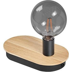 LEDVANCE DECOR Wood Table Tischleuchte TOUCH USB, schwarz, E27 Sockel für den einfachen Austausch des Leuchtmittels, kann mit einfacher oder smarter Lampe bestückt werden, Schutzklasse IP20