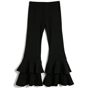 Koton Flare Broeken voor meisjes, ruffle detail, elastische tailleband, zwart (999), 11-12 Jaar