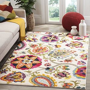 Safavieh Gewassen tapijt modern patroon, MNC229, geweven polypropyleen, ivoor/meerkleurig, 120 x 180 cm