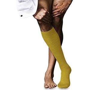 FALKE Heren No. 6 wol versterkte kniesokken met patroon ademend lang effen hoog en warm hoogwaardig pure luxe 1 paar sokken, geel (Mimosa 1265), 41-42