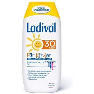 Ladival Zonnebrandcrème voor kinderen met een allergie, SPF 30, geschikt bij zonneallergie, parfumvrije zonnecrème, zonder kleur- en conserveringsmiddelen, waterbestendig, 1 x 200 ml