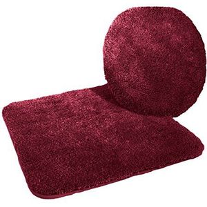 Kinzler J-10053/13 microvezel badmattenset 2-delig, wc-dekselovertrek 47 x 50 cm, en mat zonder uitsparing 50 x 55 cm, bordeaux
