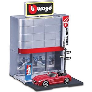 Bburago City autodealerset: speelgoedgebouwen, inclusief accessoires en 1 speelgoedauto (18-31501)