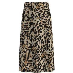 Y.A.S Yaspella Hw Midi Skirt S. Noos Rock voor dames, Zwart/Aop: luipaardprint, L
