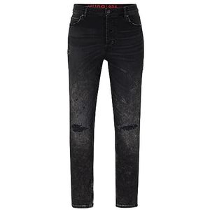 HUGO Heren 634 Blue Tapered-Fit Jeans van comfortabel stretch-denim, donkergrijs 22, 31W / 32L
