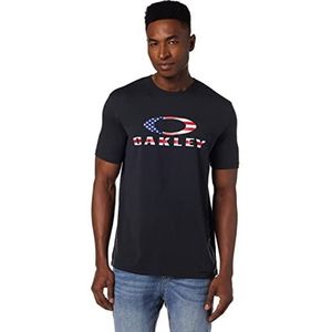 Oakley O Bark T-shirt voor heren, Zwart/Amerikaanse vlag, XXL