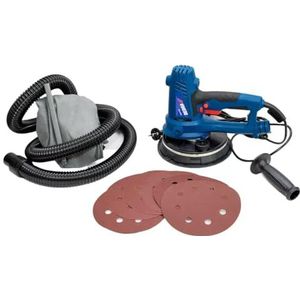 Hand-droogbouwslijper met LED-licht DEDRA, 750 W, 180 mm schuurschijf, voor gipsbewerking, met stofafzuiging, 3,1 kg gewicht, 1500-2700 RPM, lange kabel 4 m