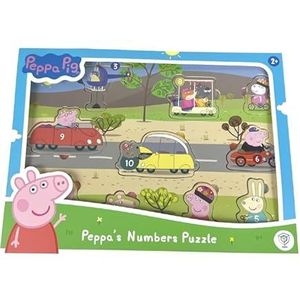 Peppa Pig - puzzel van hout met cijfers - leer de cijfers met Peppa Pig - bevat 10 delen (DEQUBE 921D00066)