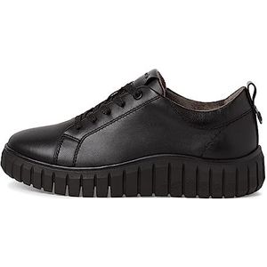 Tamaris Comfort 8-83721-41 comfortabele extra brede comfortabele schoen veterschoenen sportieve flexibele zool sneakers, Black Nappa, 39 EU Breed