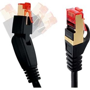BIGtec Premium 5m 180° hoek patchkabel LAN-kabel netwerkkabel Ethernet Gigabit zwart verguld RJ45 dubbel afgeschermd compatibel met CAT5, CAT5e, CAT6, CAT6a, CAT7, CAT7a