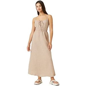 Koton Maxi-Check spaghettijurk voor dames, strappy gimped jurk, Brown Check (5c1), 38