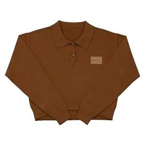 Dames Zachte Bijgesneden Polo Trui Casual Dagkleding Herfst Winter Dames Gebreide Kleding UK 12, Karamel, 38