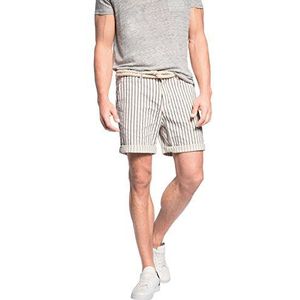 ESPRIT Heren shorts met riem, gestreept, wit (Off White 103), 30