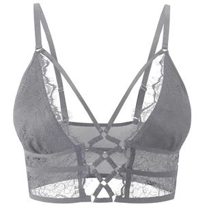 Buitifo Dames Cami BH Criss Cross Wimper Crop Top BH Sexy Vest Bralette Busiter Lingerie(Grijs,S)