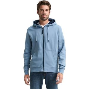 TOM TAILOR - Sweatvest - Pastelblauw - Capuchon - Effen