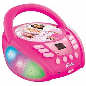 Lexibook - Barbie - Bluetooth CD-speler voor kinderen - Draagbaar, Veelkleurige lichteffecten, Microfoonaansluiting, Aux-ingang, AC- of batterijvoeding, Meisjes, Jongens, Roze, RCD109BB