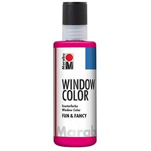 Marabu Window Color Fun & fancy, 04060004005, framboos 80 ml, raamverf op waterbasis, verwijderbaar op gladde oppervlakken zoals glas, spiegels, tegels en folie