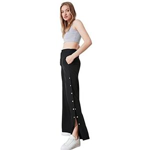 Trendyol Dames zwarte kanten zijn brede broek met studs shorts, Zwart, 64