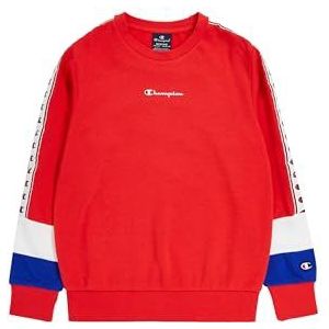 Champion Legacy Retro Sport B-Spring Terry Crewneck Sweatshirt voor kinderen en jongens, rood/wit/elektrisch blauw, 7-8 jaar