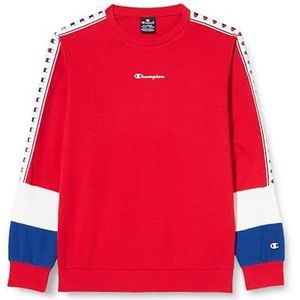 Champion Legacy Retro Sport B-Spring Terry Crewneck Sweatshirt voor kinderen en jongens, rood/wit/elektrisch blauw, 7-8 jaar