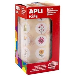 APLI Kids 19717 – rol met stickers met wilde bloemen, stickers met permanente lijm, 900 bloemenstickers, ideaal voor kleuterscholen of kinderwerkplaatsen.