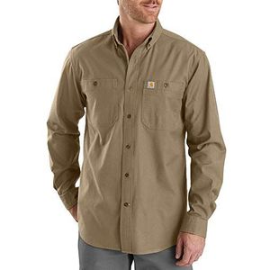 Carhartt Rugged Flex Rigby lange mouwen button-down werkhemd voor heren, Donker kaki., L/Tall/Grote maten