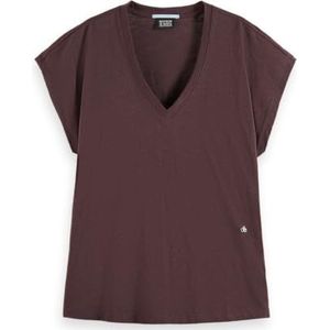 Scotch & Soda Slub T-shirt met V-hals, Chocolade U290, XS