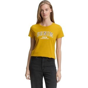 TOM TAILOR Denim T-shirt voor dames, 38219 - Mustard Yellow, XL